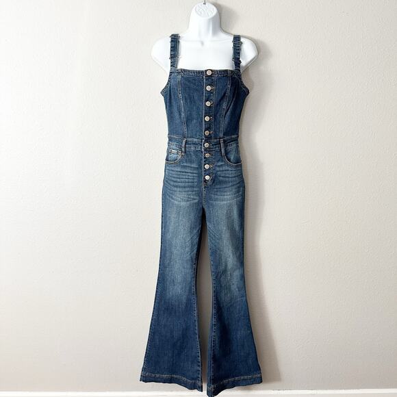 Insane Gene Jumpsuit Flare Denim Overalls Women's Size Small Retro Bell Bottoms - Picture 1 of 16